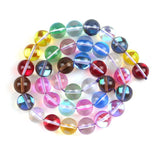 Clear Colorful Flash Crystal Glass MoonStone Glitter Beads Round Loose Beads For Jewelry Making DIY Charms Bracelet 6/8/10/12mm