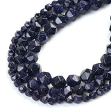 Natural Blue Sandstone Split Surface Faceted Loose Stone Beads Spacer Beads 15''Strand 6/8/10mm For Jewelry Making DIY Bracelet