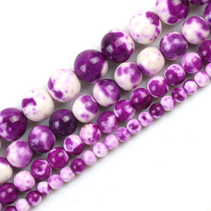 Purplish Red  Colorful Rain Jaspers Round Beads Natural Loose Stone Beads For DIY Jewelry Making 4/6/8/10/12mm Bracelet 15''