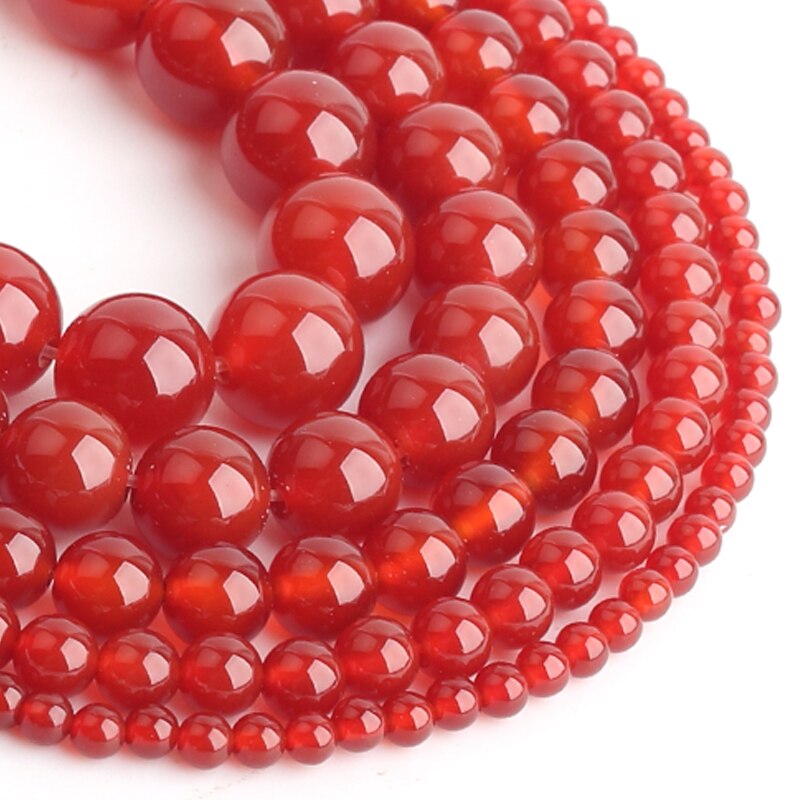 Wholesale Solid Red Onyx Carnelian Agates Round Gem Stone Beads 15" Strand 4 6 8 10 12MM Pick Size For Jewelry Making