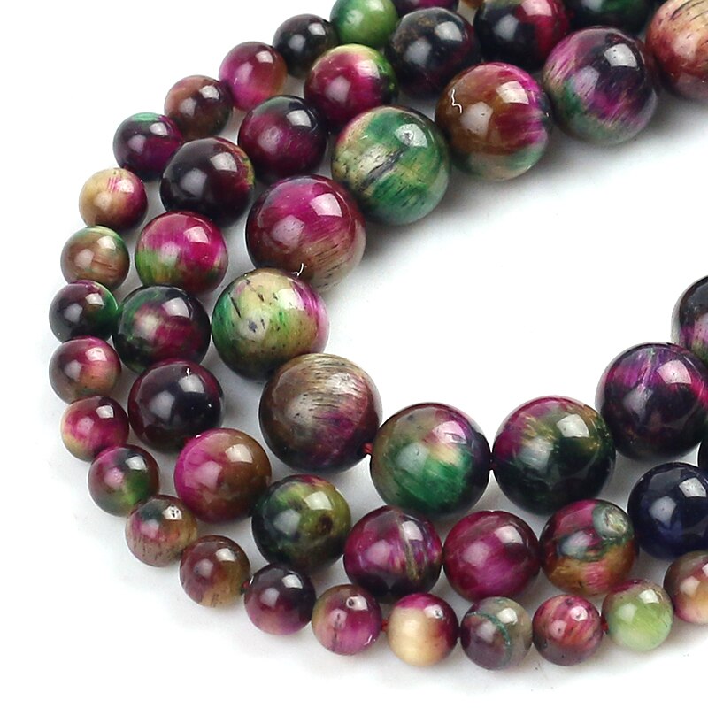 Wholesale Natural Stone Multicolor Tiger Eye Round Loose Beads For DIY Jewelry Making Bracelet Charms Accessories 15''6/8/10mm