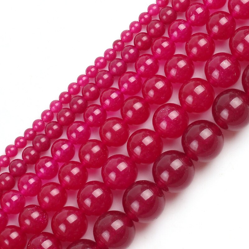 Natural Stone Rose Jades Beads Round Loose Spacer Beads 15'' 4/6/8/10/12mm for Jewelry Making DIY Earrings Bracelet Accessories