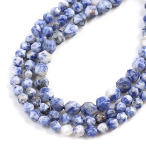 Natural Blue Dot Split Surface Faceted Loose Stone Beads Spacer Beads 15''Strand 6/8/10mm For Jewelry Making DIY Bracelet