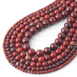 Wholesale Natural Stone Red Brecciated Jaspers Round Beads 15" Strand 4 6 8 10 12MM Pick Size For Jewelry Making