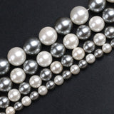 Black White Shiny Shell Pearl Beads Round Loose Spacer Beads For DIY Jewelry Making Bracelet Accessories 15'' 6/8/10/12mm