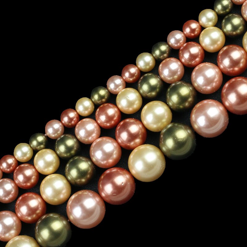 6 8 10 12mm Green Red Colorful Shell Pearl Beads Round Loose Spacer Beads For DIY Jewelry Making Bracelet Accessories 15''