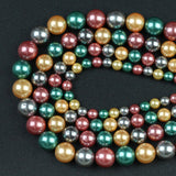 Green Yellow Red Grey Shell Pearl Beads Round Loose Spacer Beads For DIY Jewelry Making Bracelet Accessories 15'' 6 8 10 12mm