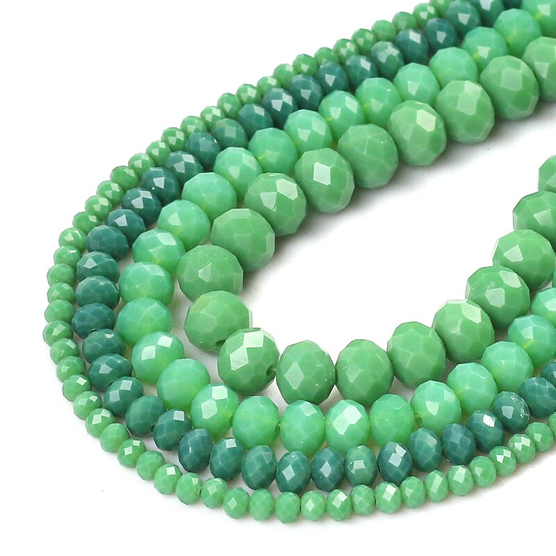 Faceted Green Glass Crystal Rondelle Beads Loose Spacer Beads For Jewelry Making DIY Bracelet Earrings 15'' 4/6/8/10/12/14mm