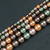Brown Orange Colorful Shell Pearl Beads Round Loose Spacer Beads For DIY Jewelry Making Bracelet Accessories 15'' 6/8/10/12mm