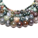 Wholesale Natural Stone Smooth Indian Agates Onyx Round Loose Beads 16" Strand 4 6 8 10 12 14MM Pick Size For Jewelry Making