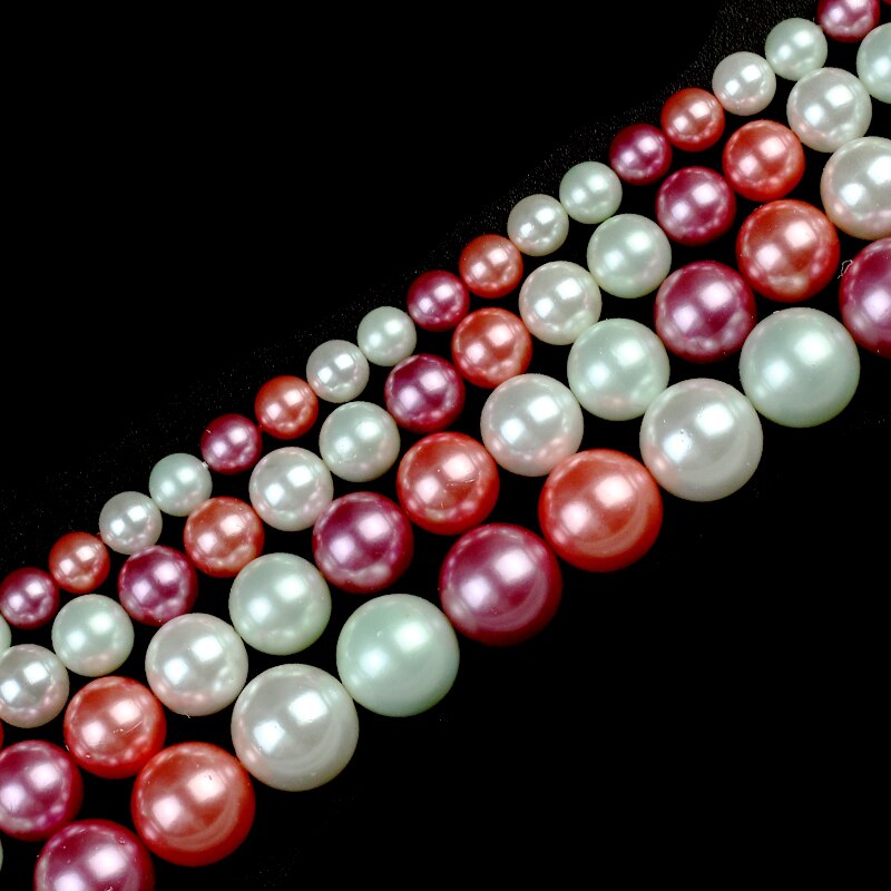 6 8 10 12mm Purple Red Cyan Colorful Shell Pearl Beads Round Loose Spacer Beads For DIY Jewelry Making Bracelet Accessories 15''