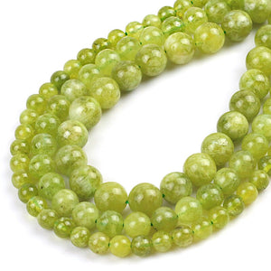 1 Strand/lot Natural Stone Jaspers Olive Angelite Jades Round Beads Stone Loose Spacer Beads for DIY Jewelry Making