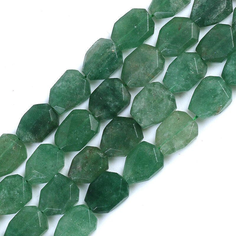 Wholesale Natural Green Aventurine Stone Beads Section Hexagon Shape Loose Beads for Jewelry Making DIY Bracelet 15x20mm