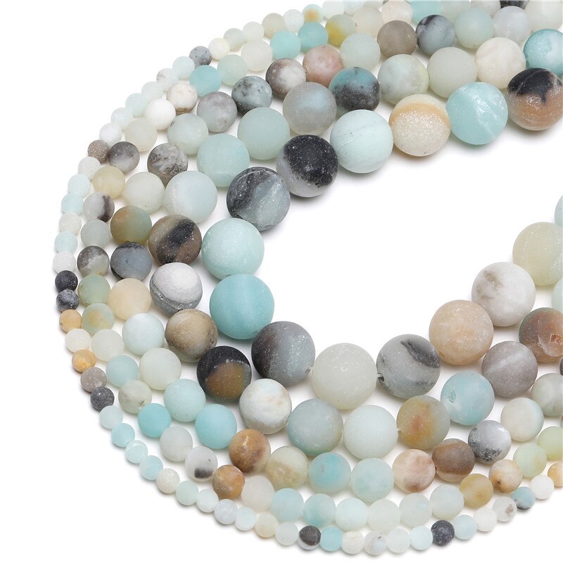Natural Stone Matte Amazonite Round Beads for Jewelry Making 4/6/8/10/12mm Perles Loose Spacer Beads Diy Bracelet Necklace