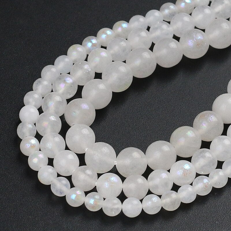 Natural Stone Beads Electroplated White Agates For Jewelry Making DIY Bracelet Earrings Accessories 15'' 6/8/10mm