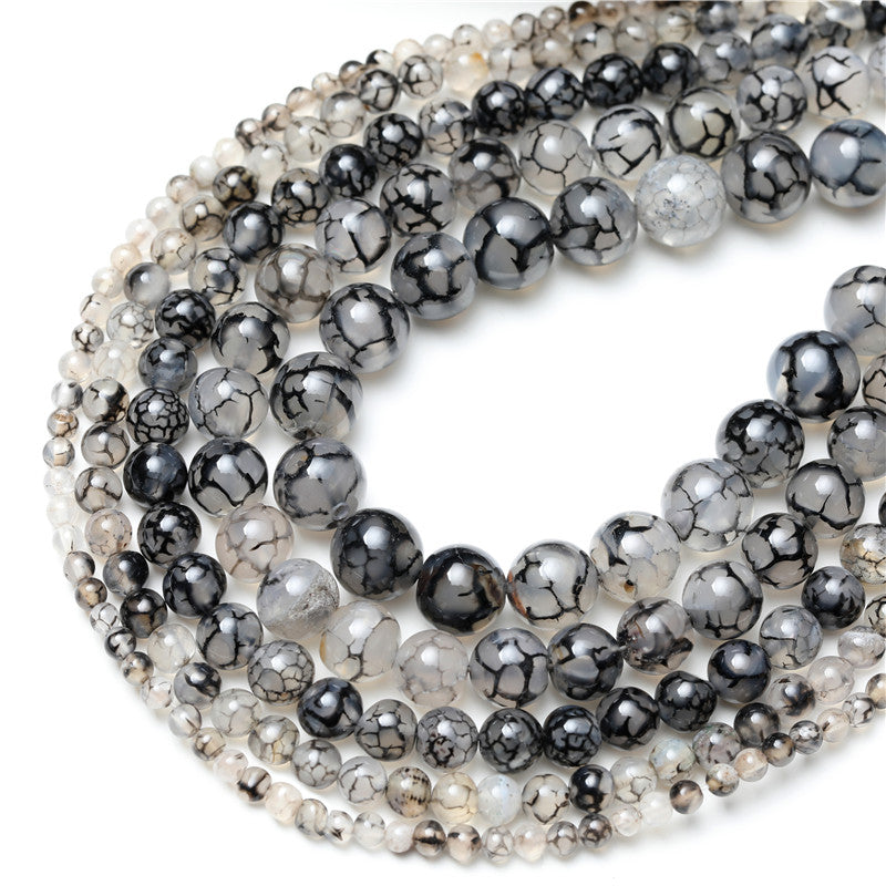 Natural Stone Black Dragon Vein Agates 6mm 8mm 10mm Loose Beads for Jewelry Making Charm Accessories DIY Fashion