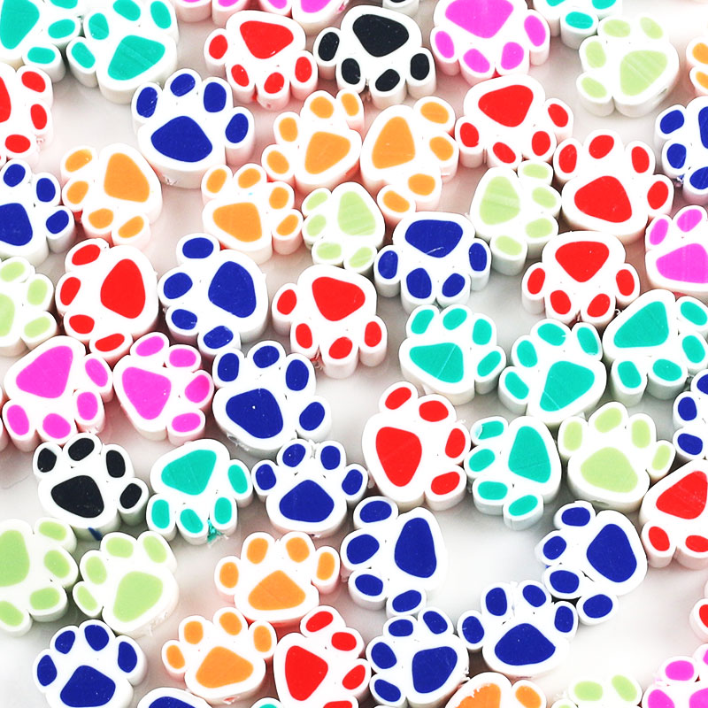 Dog Footprints Beads Polymer Clay Spacer Loose Beads for Jewelry Making Bracelet DIY Necklace Accessories 300pcs 10mm