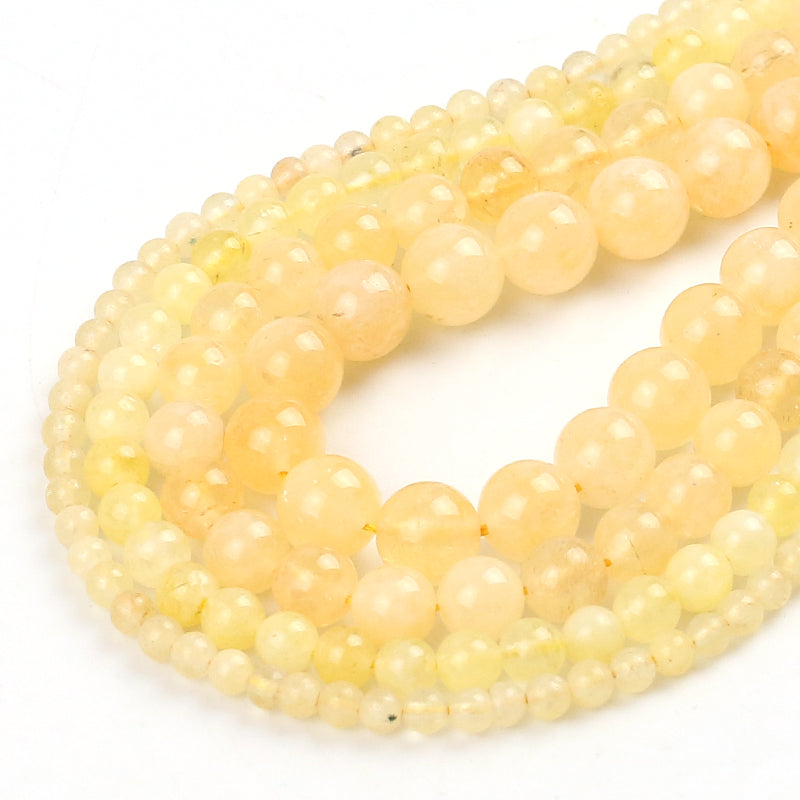 Angelite Natural Stone Yellow Opal Beads Handmade Bracelet Necklace Round Loose Spacer Beads For Making Jewelry 15"4/6/8/10mm