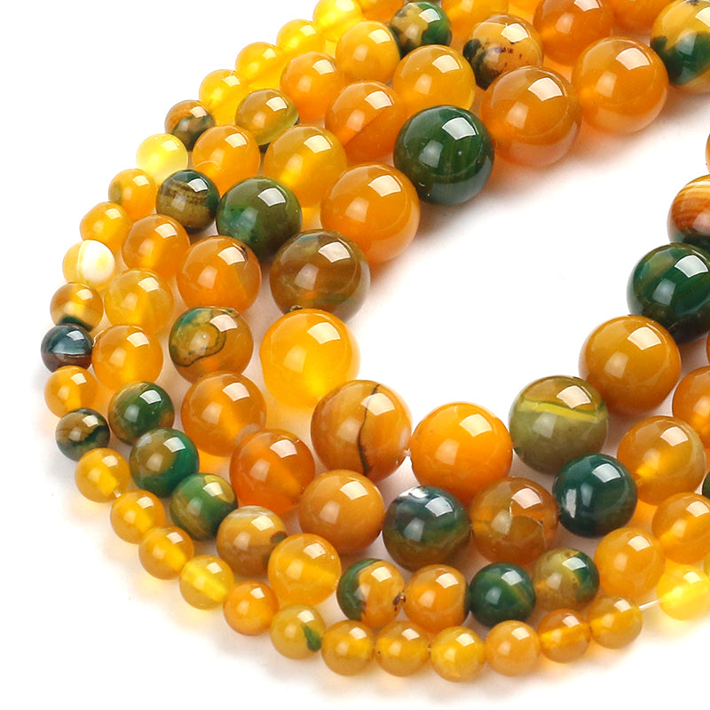 Wholesale AAA Natural Agates Yellow Green Round Stone Beads For Jewelry Making DIY Bracelet Necklace Material 15''6/8/10/12mm