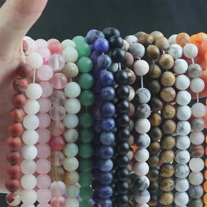 Natural Stone Matte Frosted Jaspers Agates Amazonite Jades Quartz Turquoises Round Spacer Bead For Jewelry Making DIY Accessorie