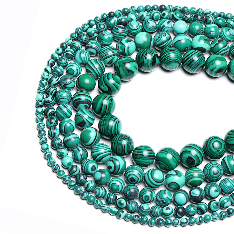 Wholesale Green Handmade Malachite Peacock Stone Beads 6mm 8mm 10mm 12mm GemStone Loose Beads For Making Jewelry Women Bracelets