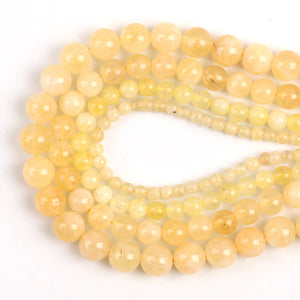 Angelite Natural Stone Yellow Opal Beads Handmade Bracelet Necklace Round Loose Spacer Beads For Making Jewelry 15"4/6/8/10mm