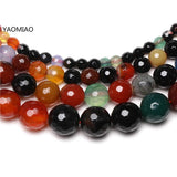 Faceted Natural Stone Mixed Colors Stripe Agates Round loose Beads Pick Size 6/8/10/12 MM Beads For jewelry Making Wholesale