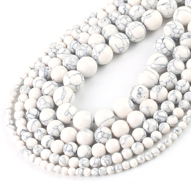 Wholesale Natural White Howlite Turquoise Round Loose Beads 4 6 8 10 12 Bracelet Fit Diy Charm Beads For Jewelry Making