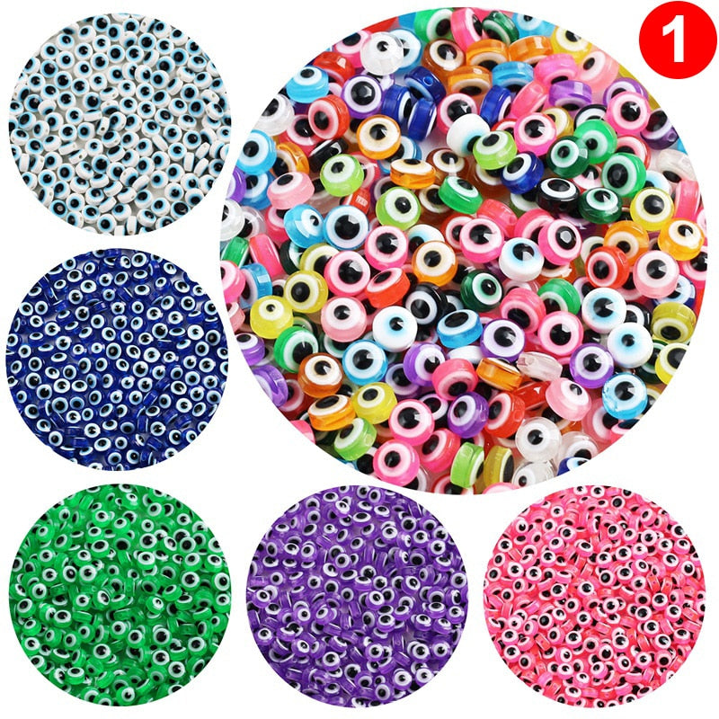6/8/10mm Oval Shape Spacer Beads Evil Eye Beads Stripe Resin Spacer Beads for Jewelry Making DIY Bracelet Necklace Charms 500pcs