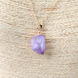 Irregular Natural Gem Stone Pendant Necklace Ring Purple Crystal Chakra Quartz Amethysts Necklace Bohemian Fashion Jewelry Gift