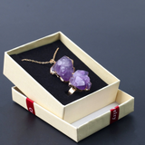 Irregular Natural Gem Stone Pendant Necklace Ring Purple Crystal Chakra Quartz Amethysts Necklace Bohemian Fashion Jewelry Gift