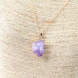 Irregular Natural Gem Stone Pendant Necklace Ring Purple Crystal Chakra Quartz Amethysts Necklace Bohemian Fashion Jewelry Gift