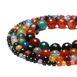 Faceted Natural Stone Mixed Colors Stripe Agates Round loose Beads Pick Size 6/8/10/12 MM Beads For jewelry Making Wholesale